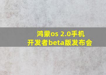 鸿蒙os 2.0手机开发者beta版发布会